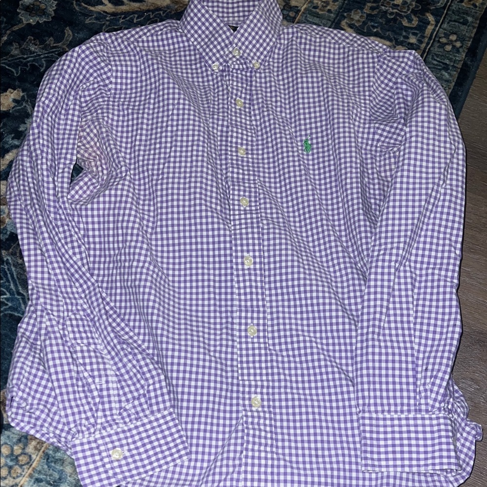 Ralph Lauren Purple Checkered Button-Down Shirt M GUC